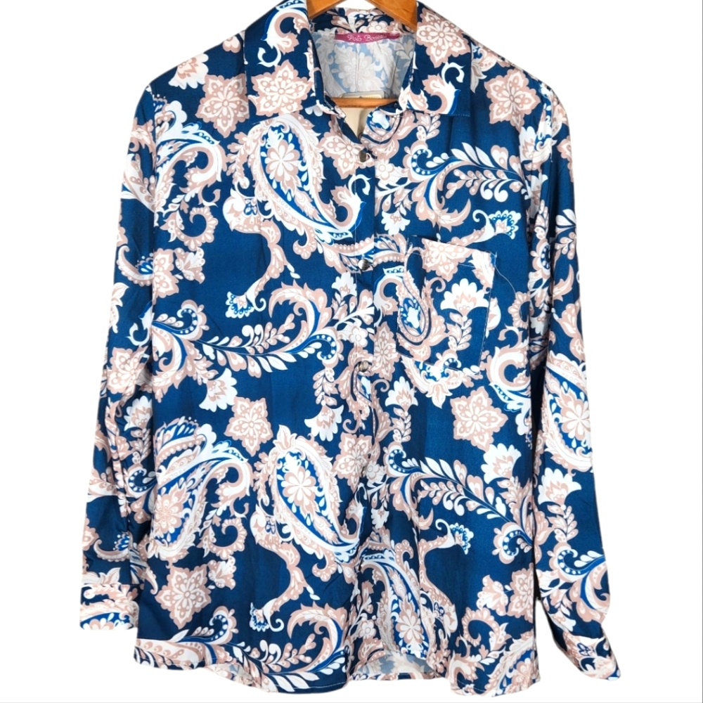 Polo Bonetta NWT The Solo Cowboy Flower Paisley Show Shirt L / XL